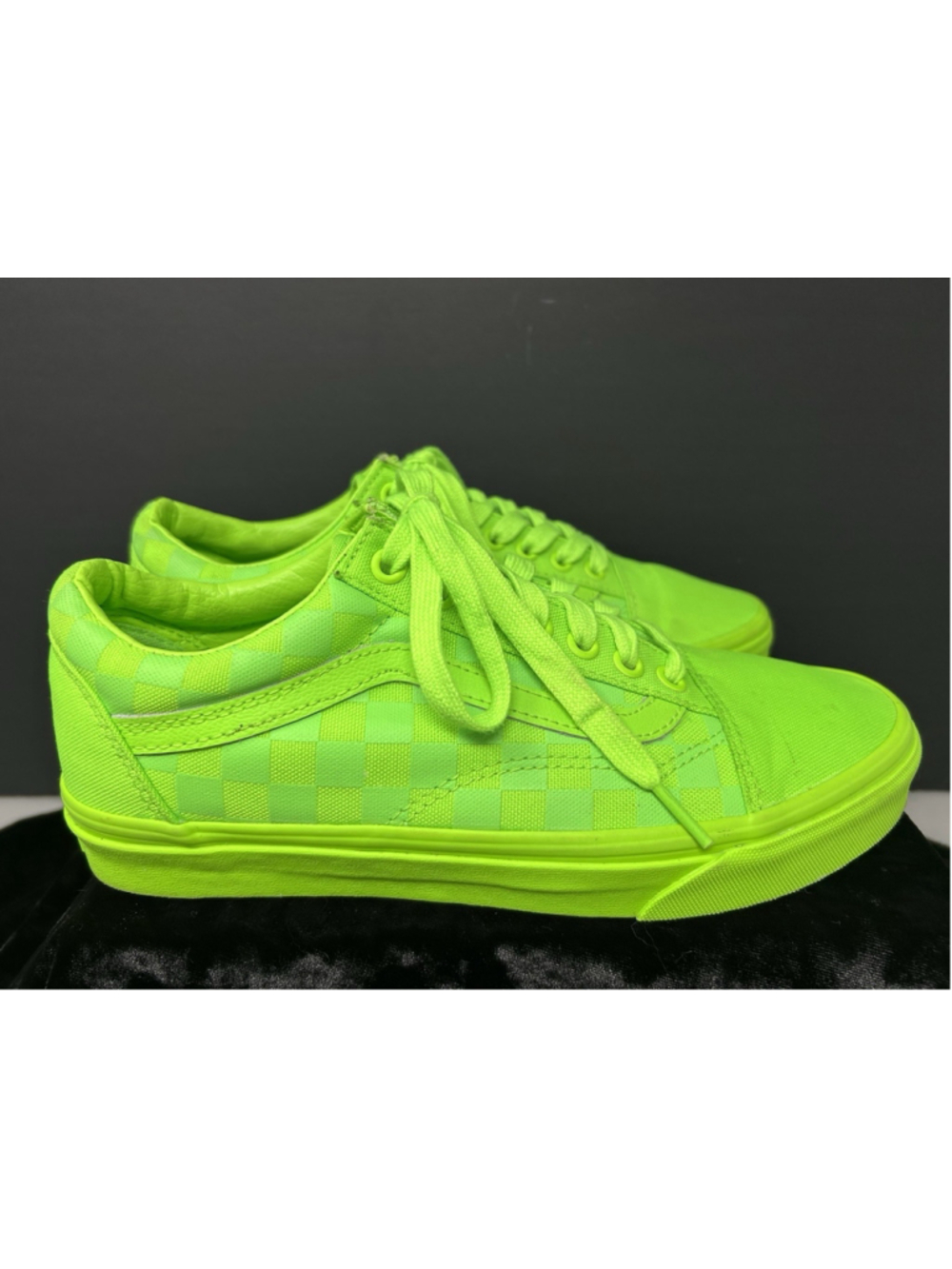 VANS Old Skool Mono Checker Board Green Gecko Unisex Skate Sneaker Shoes M7.5 W9 - Picture 2 of 10